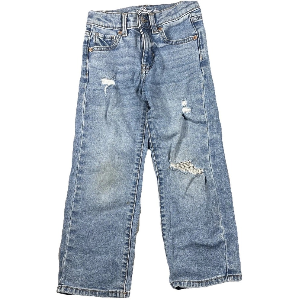 Jordache Straight Jeans Distressed Edgy Light Wash Blue Boys Size 5